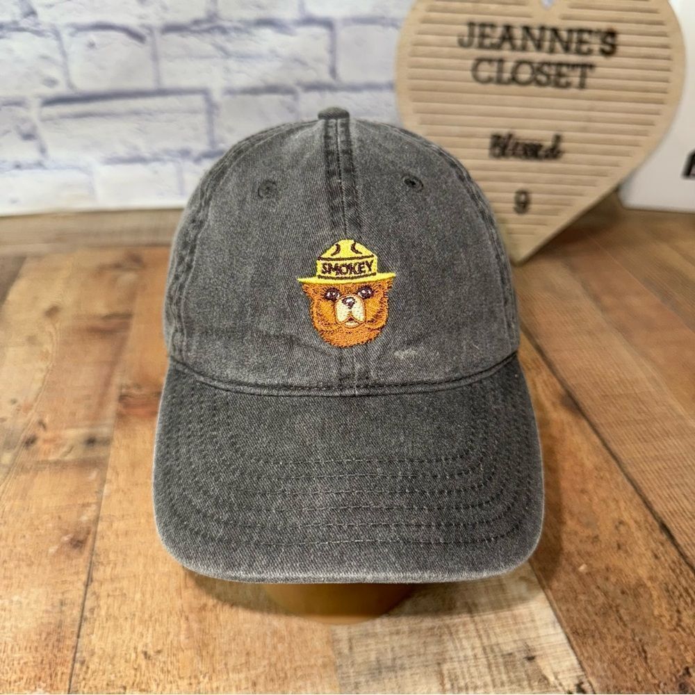 Smokey Bear Park Ranger Gray Dad Mad Engine Hat Adjustable Strap back